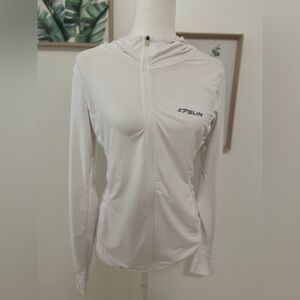 KDSLIN Women’s White Stretch Zip Up Jacket S